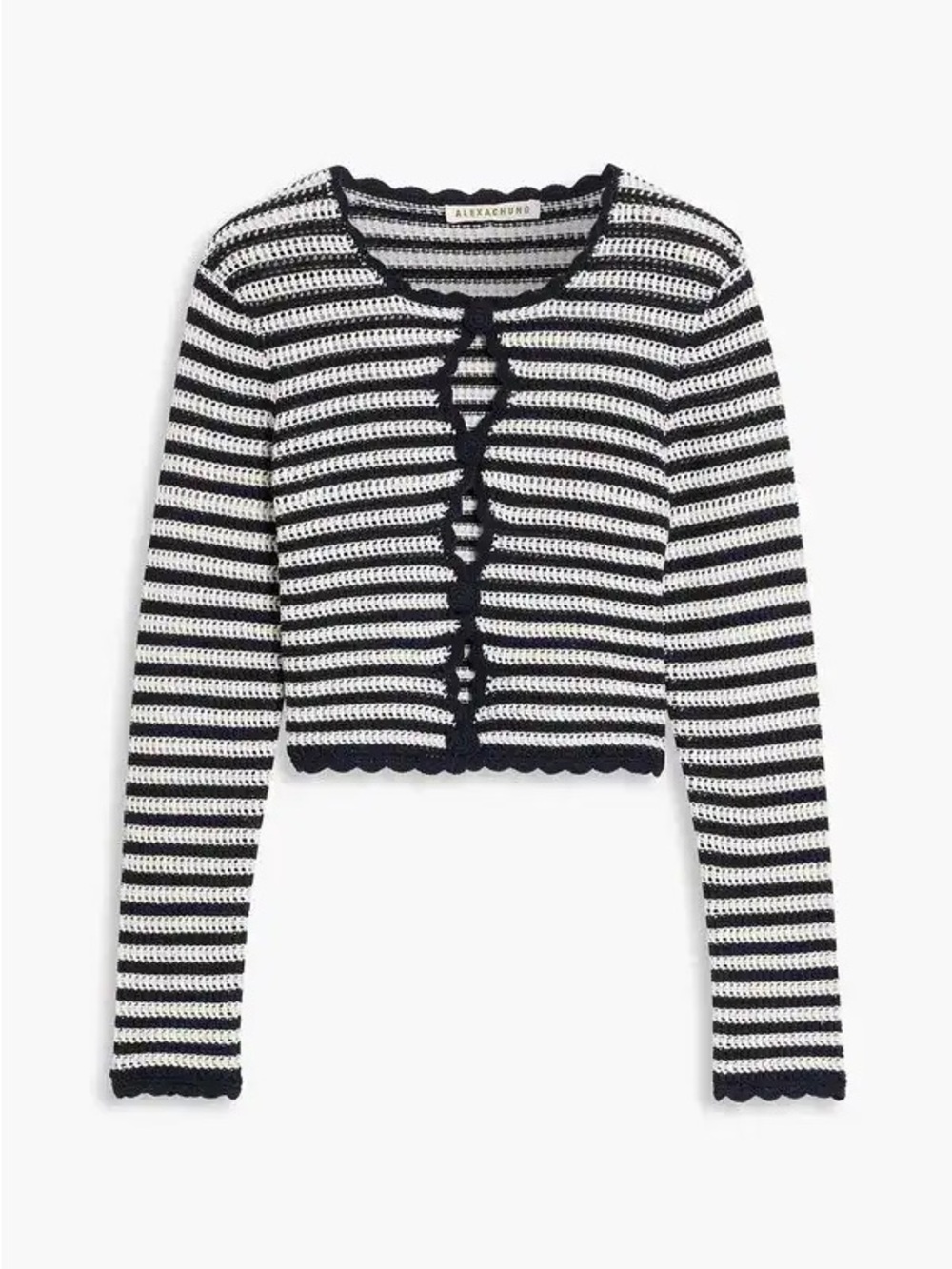 Alexa Chung Black & White Striped Crochet Cardigan